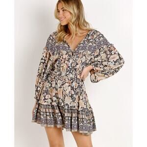 Spell & The Gypsy Amethyst Mini Playdress Nightfall Bohemian Balloon Sleeve XS